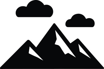 Silhouette mountain range with clouds simple black vector illustrator