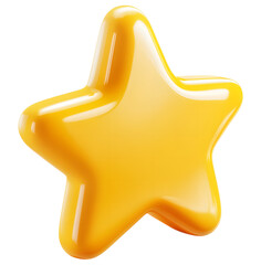 Shiny yellow star shape isolated on transparent background 3d icon