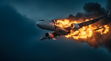 Obraz premium Airplane Disaster Mid-Air Explosion