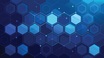 Fototapeta premium Abstract blue hexagon background illuminated by a soft light, creating a modern and dynamic visual effect..eps