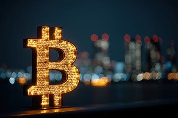 Glowing Symbol Against City