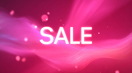 Fototapeta premium Modern pink gradient waves with glowing BIG SALE text, designed for trendy online store advertising.