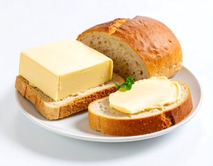 Fresh bread slices with butter