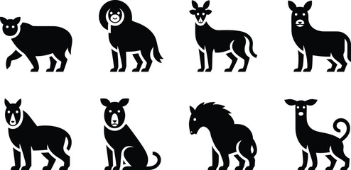 Naklejka premium Collection of Stylized Animal Silhouettes icon