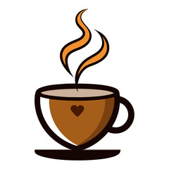 Cozy coffee cup with heart and steam