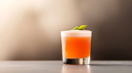 Fototapeta premium Refreshing orange cocktail with foamy top and garnish