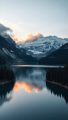 Serene mountain lake reflection phone wallpaper. Beautiful and peaceful landscape photograph for a calming mobile background. © Abid