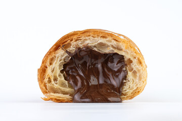 Croissant with Chocolate Filling - white background