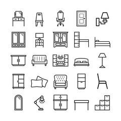 Furniture line icon set. Home furniture icon set. vector illustration