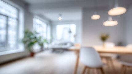 Blurred Background of A Modern Minimalist Interior Room with Natural Light for Website Background or Social Media Post