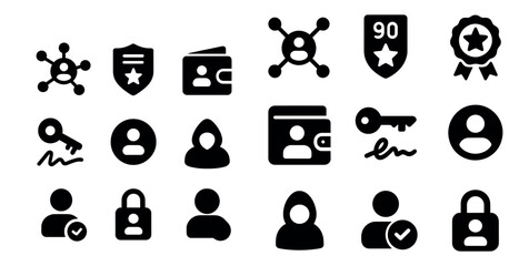 black and white icons set