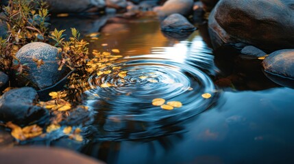 Tranquil Water Ripples: Capturing the serene dance of water ripples and the beauty of nature, the image presents an exquisite view of calm water.