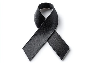 Black awareness ribbon on white background