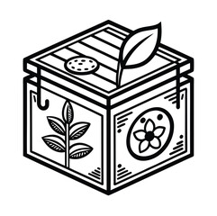 Organic honey tasting box black outline vector design