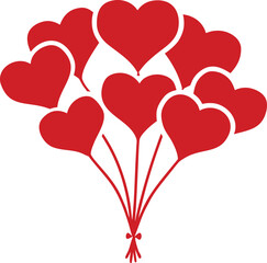 Heart Shaped Balloon Bouquet Vector Illustration