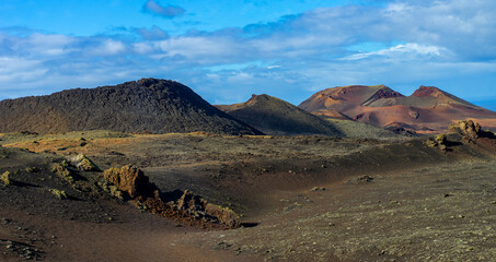 Volcanoes in Timanfaya National Park on the Canary Island of Lanzarote