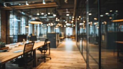 Blurred Of Modern Office Workspace Interior Background, Ideal For Website Background Or Corporate Presentation