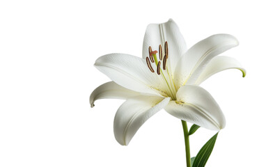 Obraz premium Single pure white lily head on white background,png