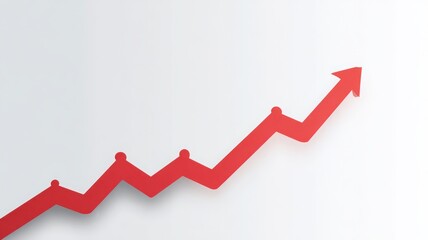 Obraz premium Red arrow growth chart, financial data trend, success concept