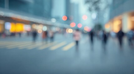 Blurred Abstract City Background With Pedestrians Walking On Street For Website, Banner, Poster, Magazine, Or Social Media Usage