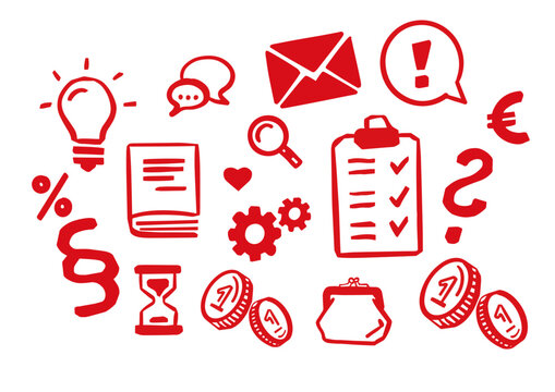 Ikons Ikon Beratung Consultant Finanzen Checkliste scribbled zeichnung gezeichnet advice