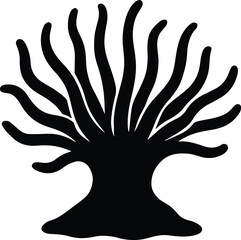Silhouette sea anemone simple black vector illustration