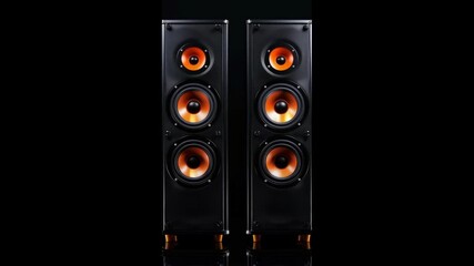 Close-up video of powerful speakers demonstrating sound waves. Useful for advertising audio equipment and music events.

