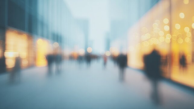 Blurred Background Of Urban Crowd With City Lights For Website Backgrounds, Social Media Posts, And Advertising Campaigns