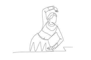 Indian dancing woman. Bollywood concept one-line drawing