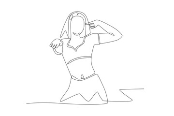 Indian dancing woman. Bollywood concept one-line drawing