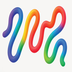 Obraz premium Colourful Abstract 3D Gradient Ribbon – Wavy Fluid Shape on White Background