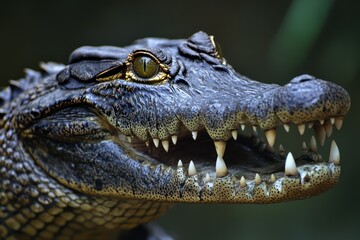 Obraz premium Aggressive crocodile with sharp teeth exposed