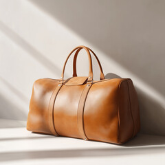 Stylish leather duffel bag with classic design and sturdy handles perfect for travel or daily use.