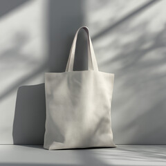 Empty shopping bag with shadow effect on gray wall perfect for mockups and branding