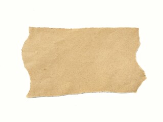 Torn brown paper piece isolated on white background	