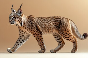 Obraz premium Iberian lynx walking cautiously alone