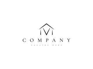 minimal letter V house real estate logo design