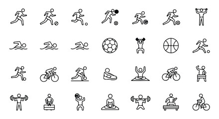 Vector silhouette illustration a collection of sport icons depicting various athletic activities and exercises