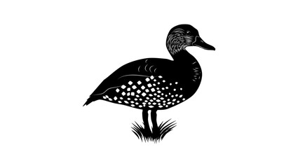 Spotted Whistling-Duck, black isolated silhouette