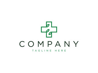 nature health cross plus line logo design