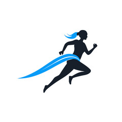 Vector silhouette illustration of people in action, including men and women running and jumping, perfect for sport and fitness designs