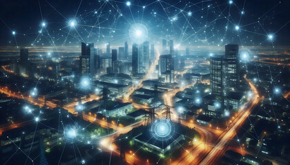 Obraz premium Smart-grid corporate campus, Ai generated image