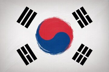 Korean flag Taegeuk symbol and trigrams blue