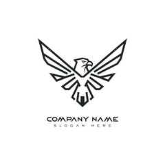 modern eagle line art logo vector template, geometric hawk bird logo for business branding, minimal falcon outline emblem for corporate use, eagle wings abstract logo design vector illustration,