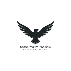 eagle bird vector logo template for business branding, minimalist eagle wings logo for corporate identity, black eagle silhouette design for emblem and badge, flying hawk or falcon logo symbol vector 