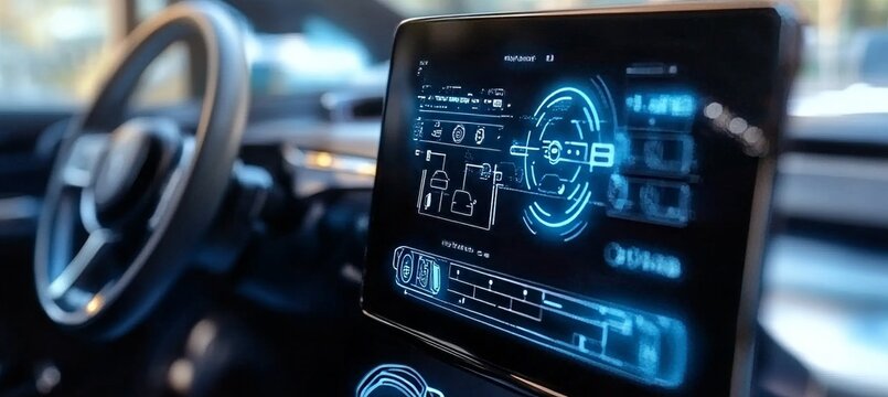 Modern Electric Vehicle Interface Display Enhances Control Systems and User Connectivity Features