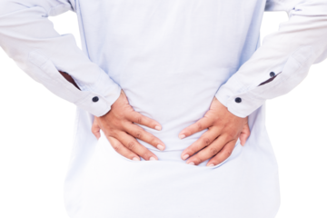 man holding his waist. back pain