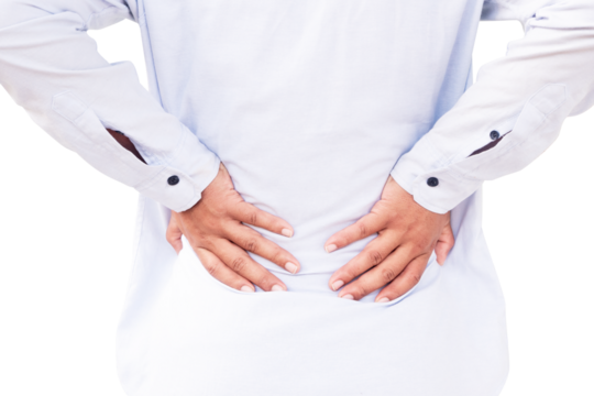 man holding his waist. back pain