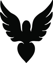 Obraz premium Winged Heart Silhouette – Angelic Symbol of Love, Freedom, and Spirituality