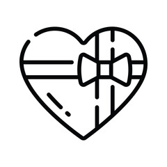 Well designed outline icon of heart gift with ribbon